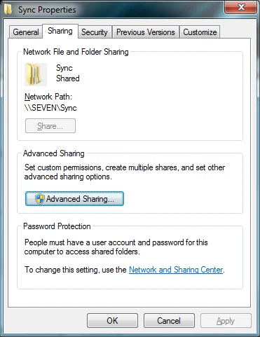 Choose "Advanced Sharing".