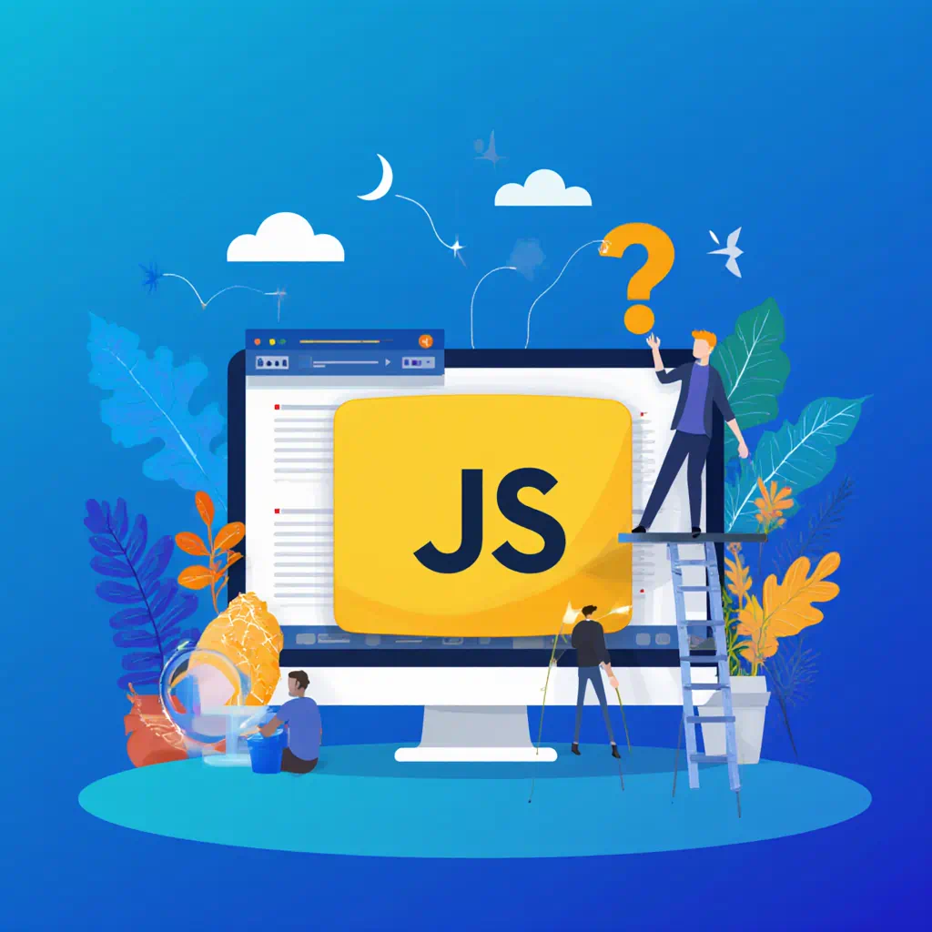 An AI-generated scene depicting the JavaScript logo and a promise being made.