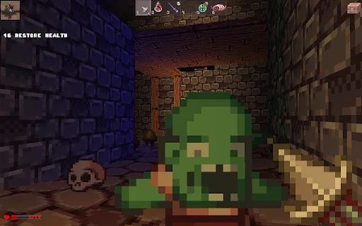 A zombie lunging at the player in Delver.